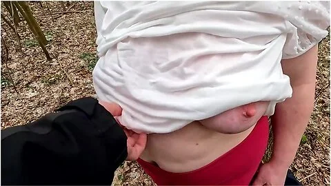 Slapping Her Tits In The Woods