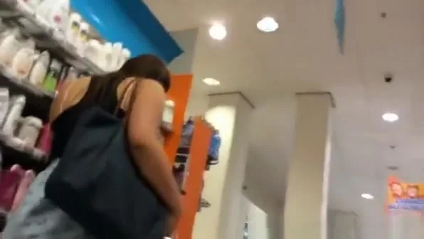 Pink panties filmed in supermarket