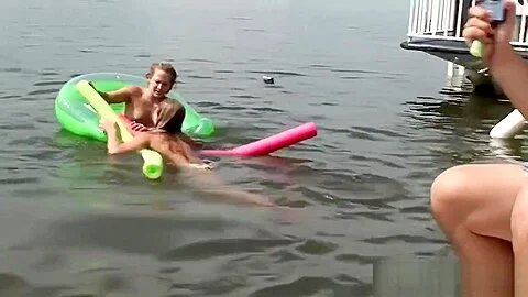 Lovely girls next door get dirty in the water