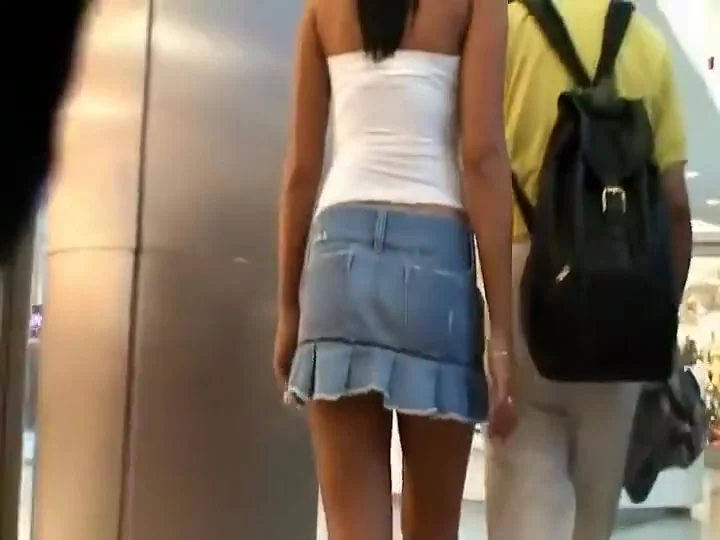 See through thong under a skirt