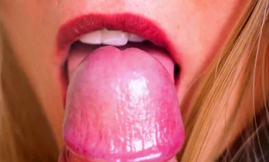 Sensual tongue teasing blowjob