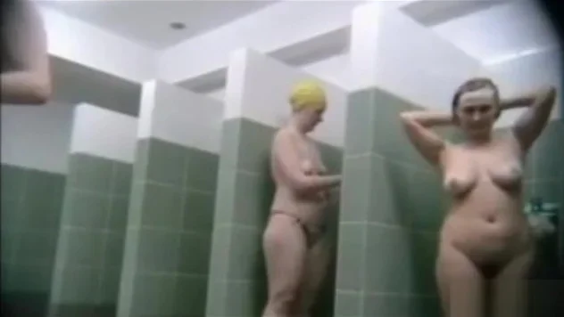 Ordinary Step moms sharing public shower