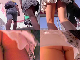 Mini skirt covers a flabby bum in upskirt porno