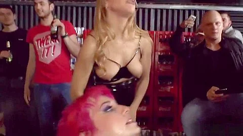 Redhead anal fisted in public bar