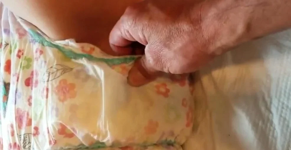 Boy and girl in wet goodnites diapers plat with a dildo sex