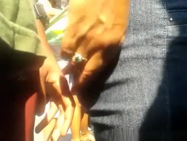 Dude rubs his crotch on chubby woman’s ass