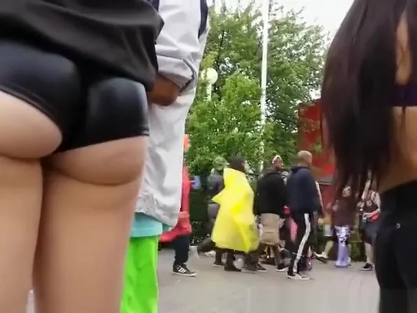 Sexy ass girl in tight shorts