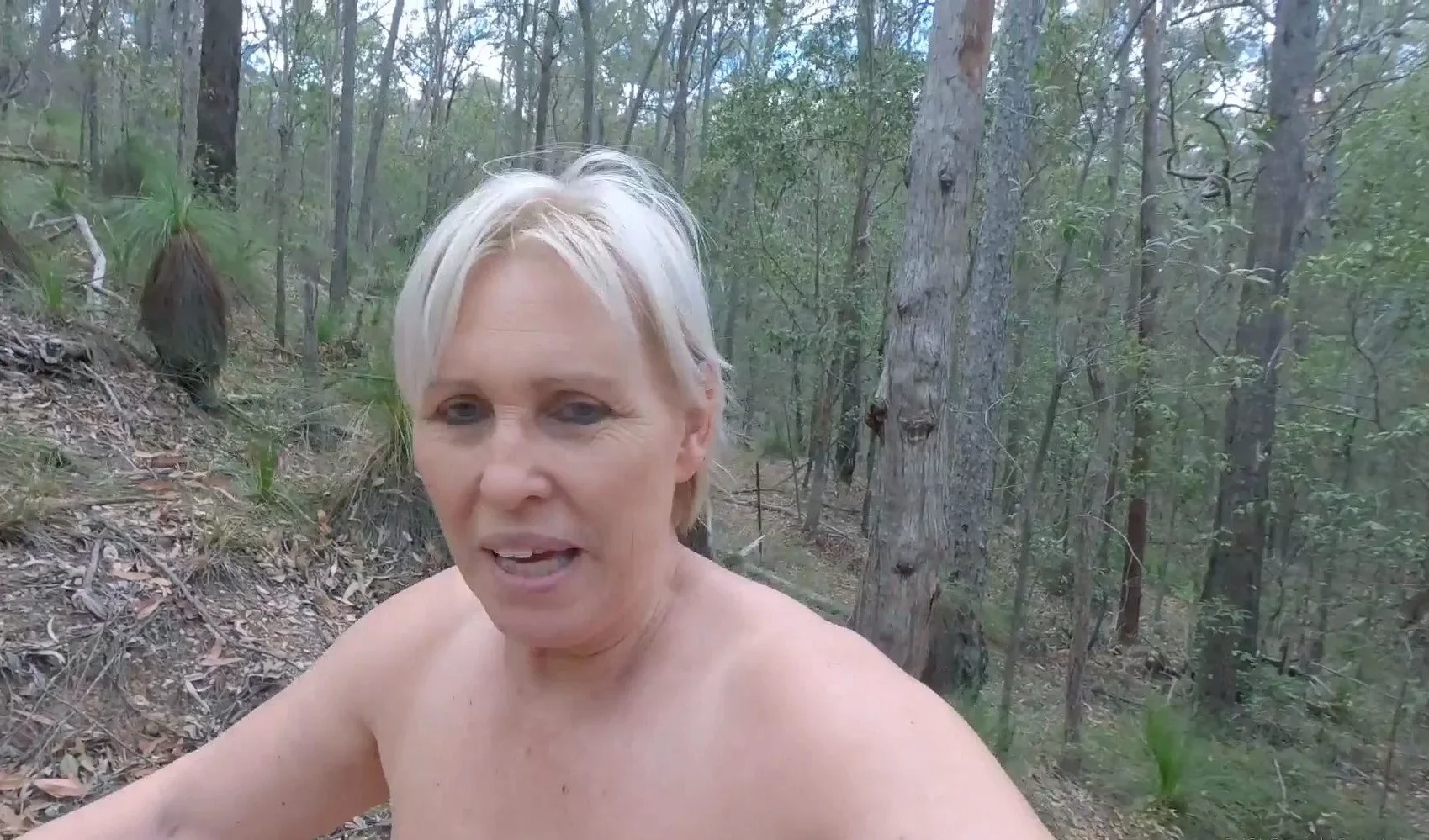 Amateur mature blonde fucks in public