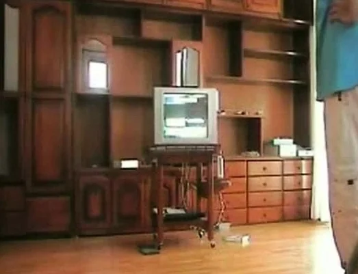 Girl  plays strip WII