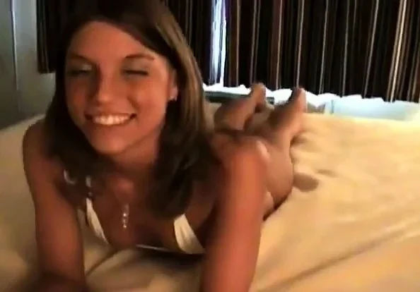 Slut Teen in white micro bikini outfit