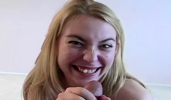 Cute blonde teen girlfriend awesome POV blowjob