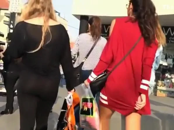 Woman in black see through leggings