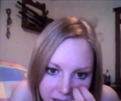 Blonde teen NAKED with shaved twat