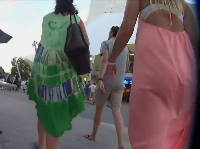 Lovely wiggle in a long pink dress