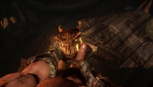 Argonian and Dovahkiin want to chill after their adventure