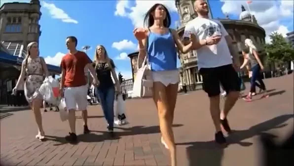 Dark hair woman in white shorts