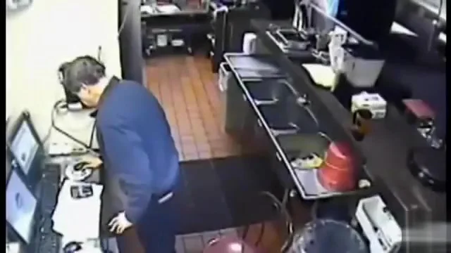 Nasty employee takes a pee into the sink