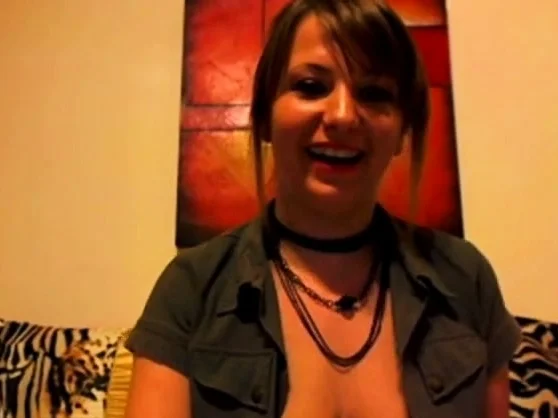 Cute little brunette with no bra bares all on cam