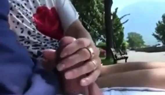 Casual Public Handjob With Cumshot On Her Feet