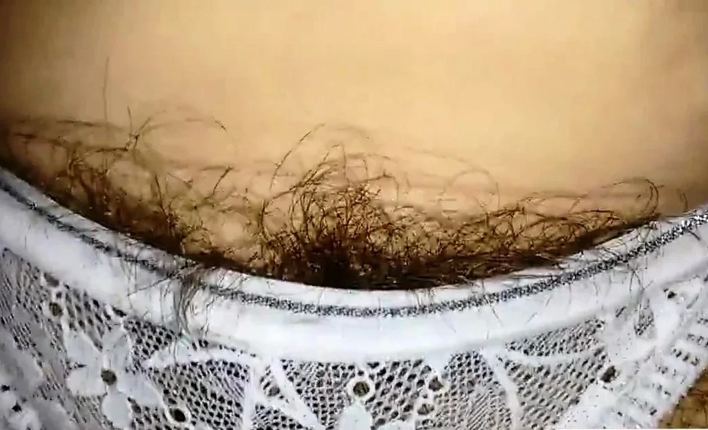 my girl very hairy in transparent white lingerie
