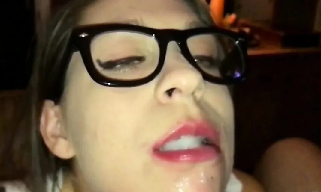 Homemade cum on tongue and swallow