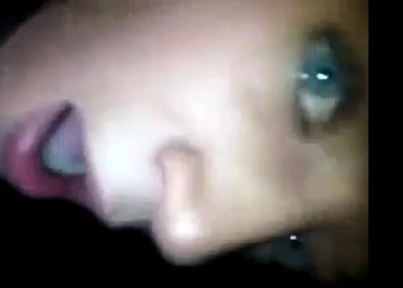 Blue eyes showing and swallowing cum