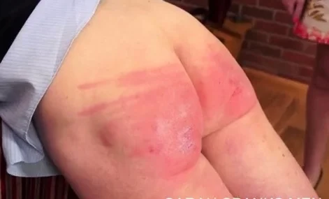 Sarah Spanks Men - James punished with the cane
