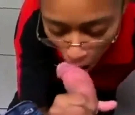 Black Store Clerk sucks white cock on the job Ebony