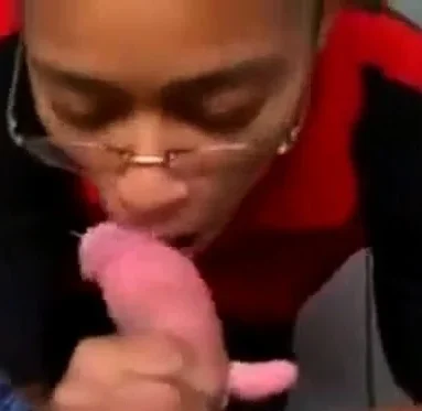 Black Store Clerk sucks white cock on the job Ebony