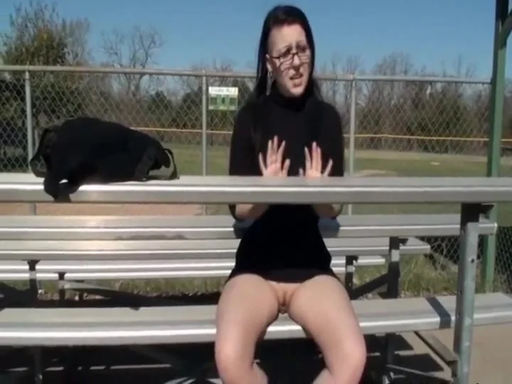 Geeky babe talked into showing her pussy