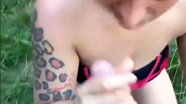 Girl in swimsuit gets fucked in forest