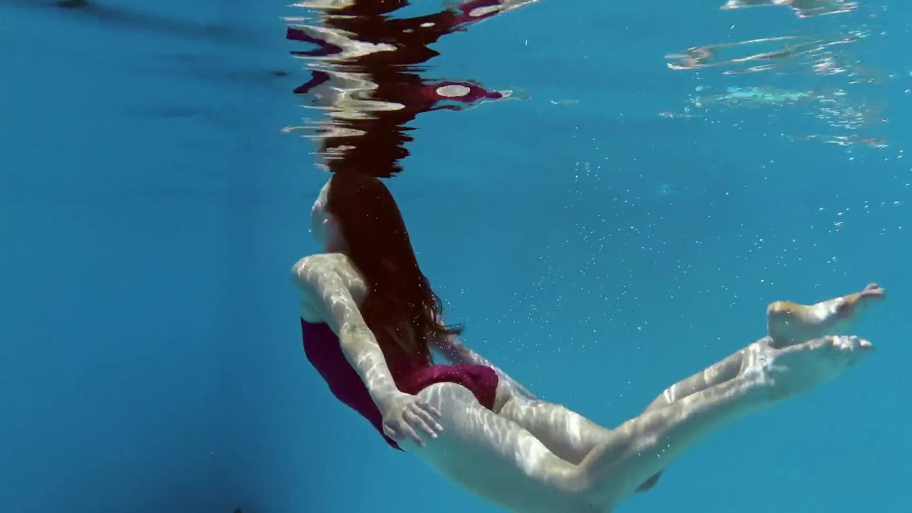 Fernanda Releve Pink Swimsuit Gymnast In The Pool