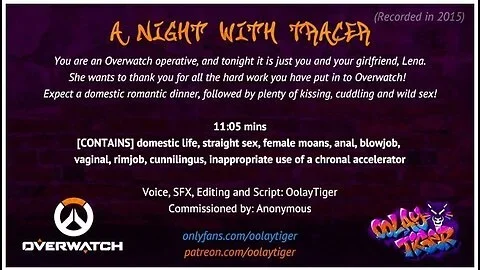 [overwatch] A Night With Tracer Erotic Audio Play By Oolay-tiger