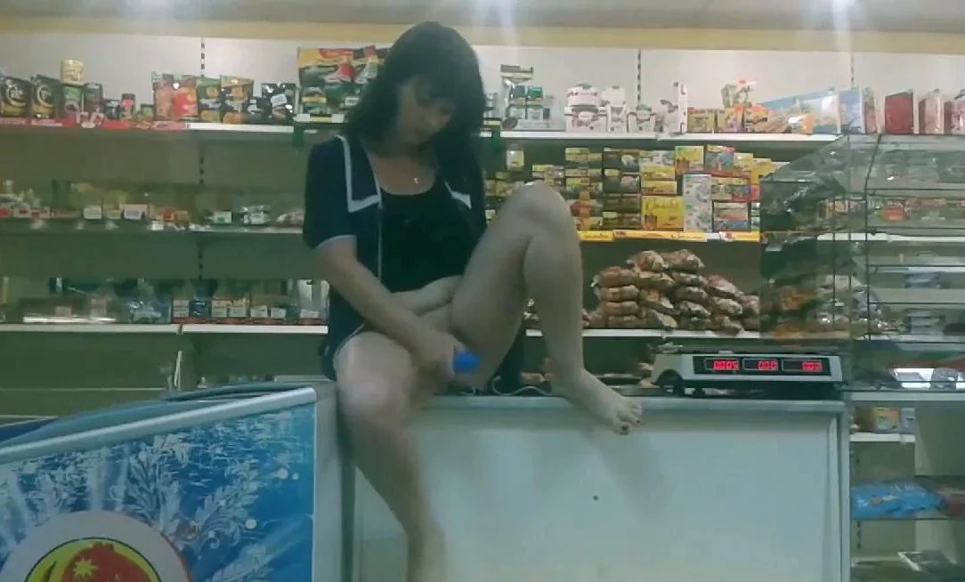 Russian MILF Fucks Herself with a Sex Toy in a Store