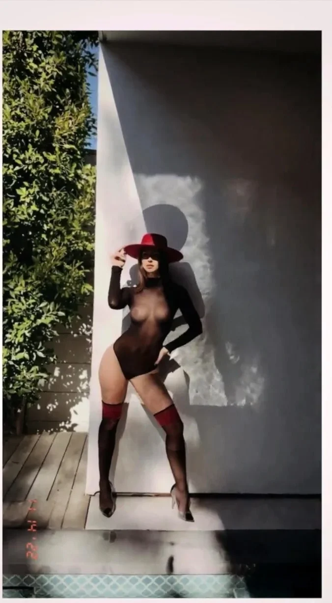 Sexy blonde babe Vega Vixen hot solo masturbation outdoors
