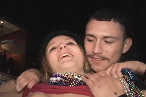 Watch these horny broads take their shirts of for the Mardi Gras event
