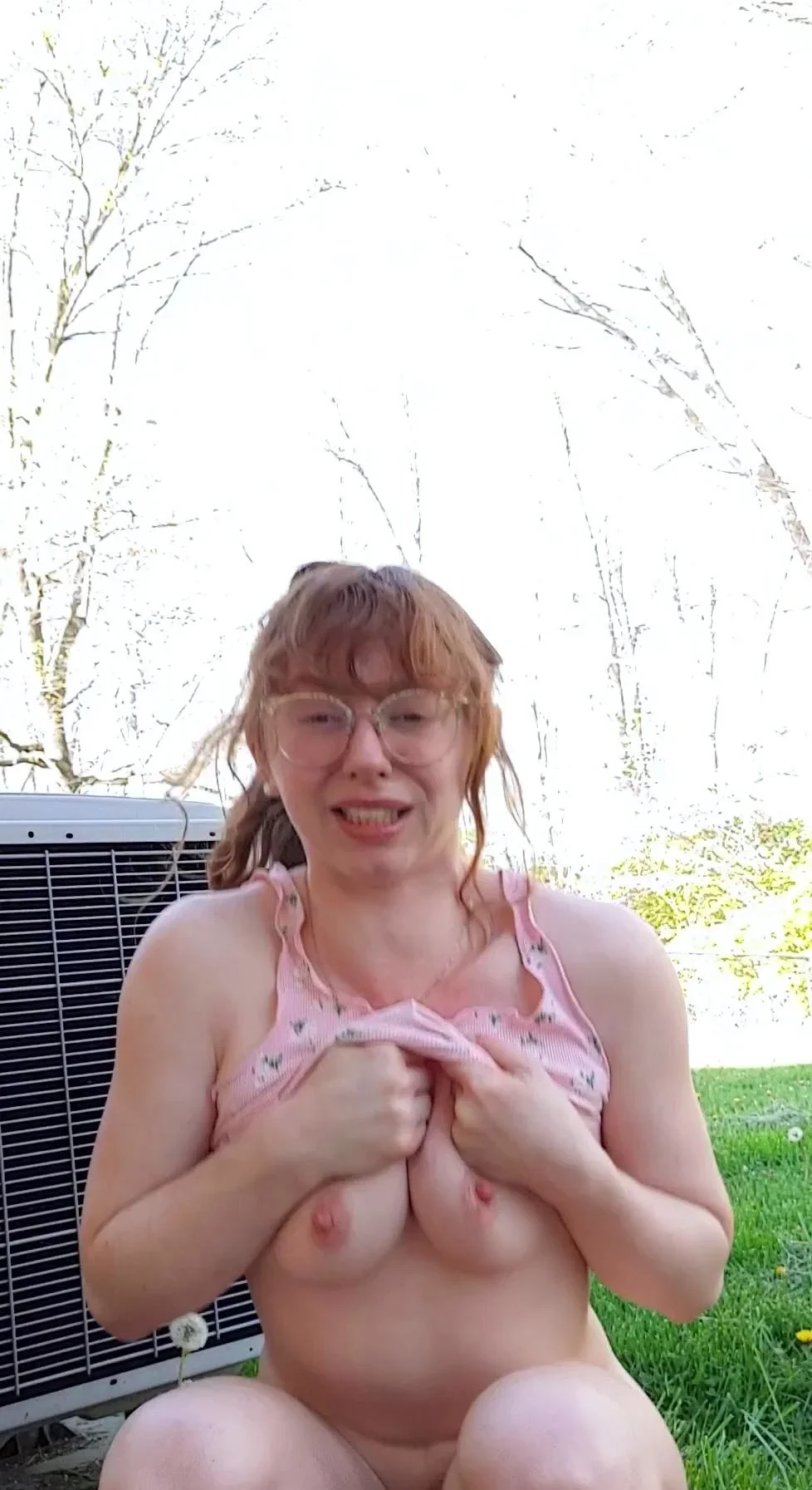Amateur redhead masturbates then gives a blowjob