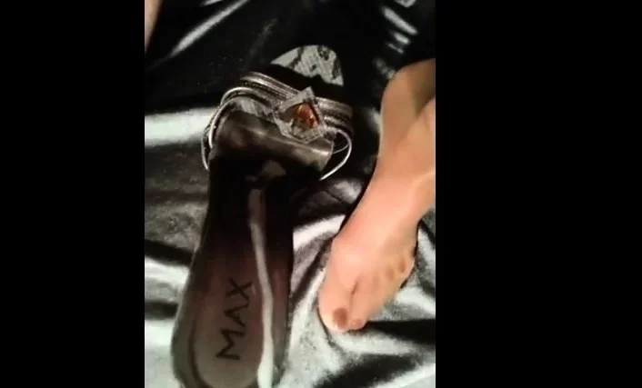 cum on high heels and nylon foot