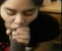 Asian girl milks black dick