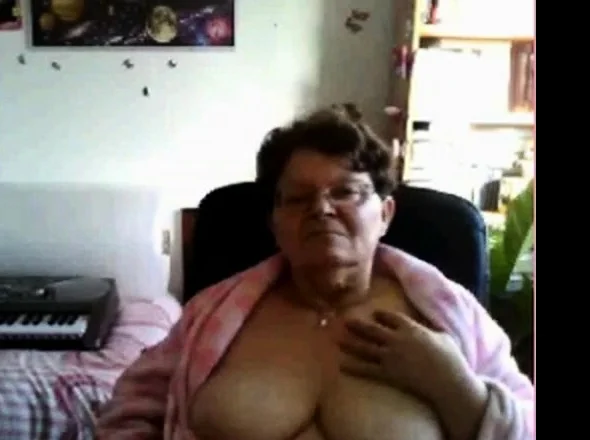 naughty granny flashing her big tits on cam