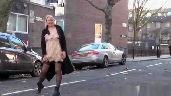 Exhibitionist flashes panties and boobs