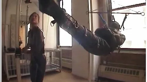 Suspended In Leather Straitjacket Sack