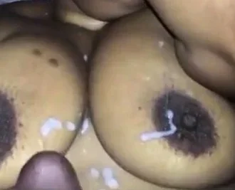 Cumshoot on big boobs