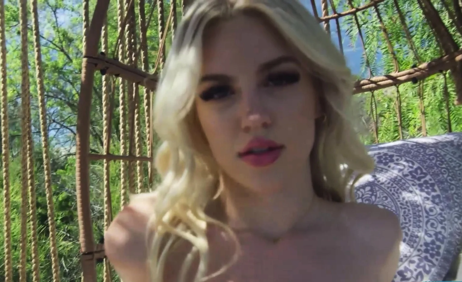 Curvy blonde teen with big natural tits