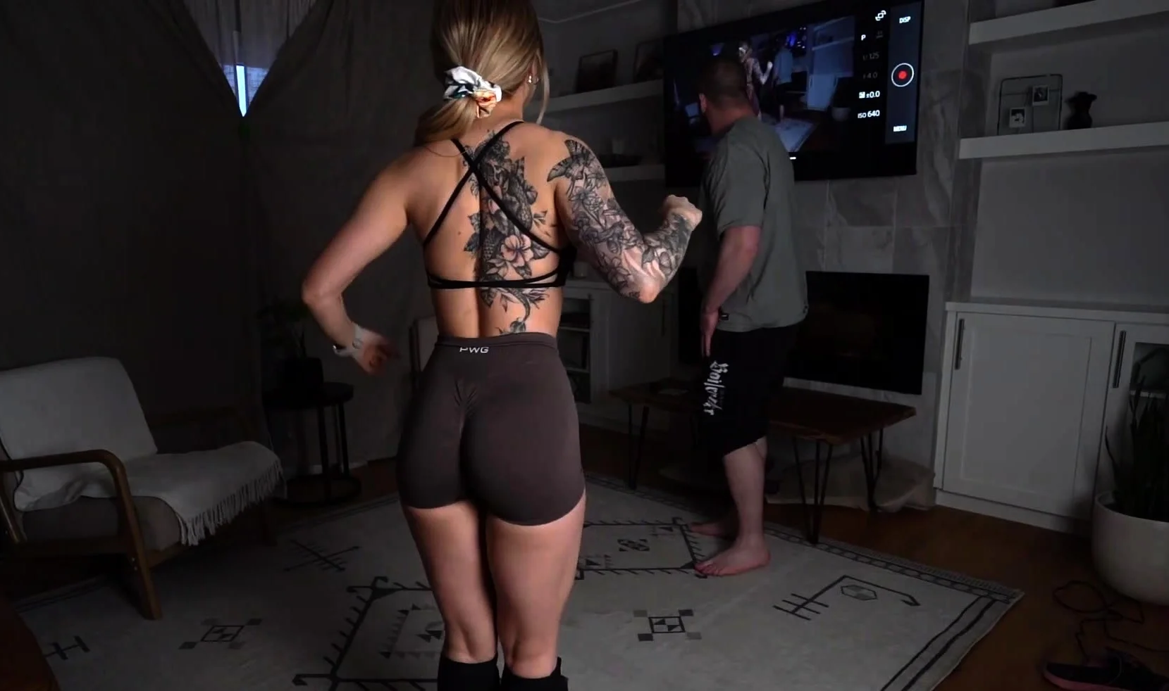 Beautiful blonde femdom strap