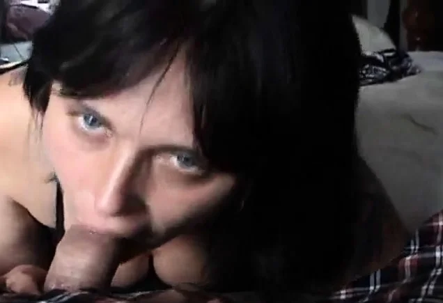 brunette blowjob with cum in mouth