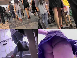 Mini skirt on the flabby ass in accidental upskirt