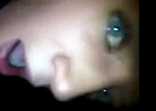 Blue eyes showing and swallowing cum