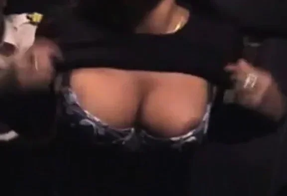Air hostess flashing awesome tits and ass  to colleagues