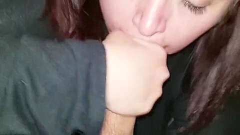 Sexy BBW Makeup Smear Car Blowjob Facial